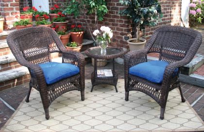 Bel Aire Resin Wicker Chat Set (2) Chairs (1) Round Table