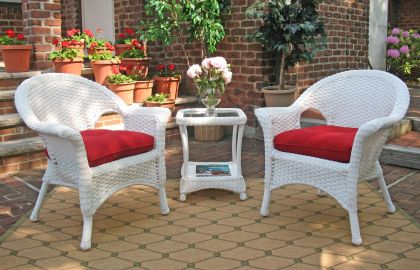 3 Piece Veranda Chat Resin Wicker Set with Square Table