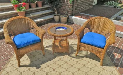 3 Piece Veranda Chat Resin Wicker Set with Round Table