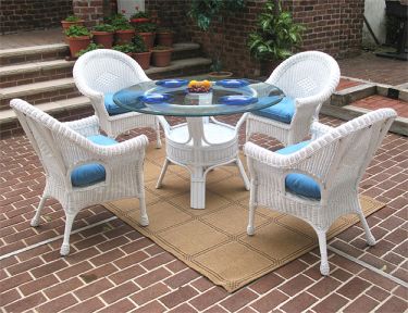 Wicker Dining Set 48" Round Diamond Style 
