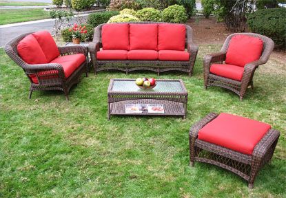 6 Piece  Resin Wicker Furniture Set, Palm Springs. Sofa, Love Seat, Chair, Ottoman, Cocktail & End Table