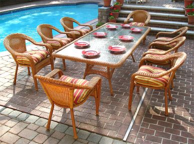 Resin Wicker Dining Set 96" Rectangular Dining Set with (8) Dining Chairs 