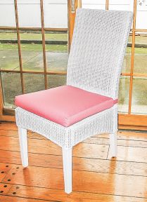 Wicker Dining Chair, Mahogany Wood  White Frame Signature Style