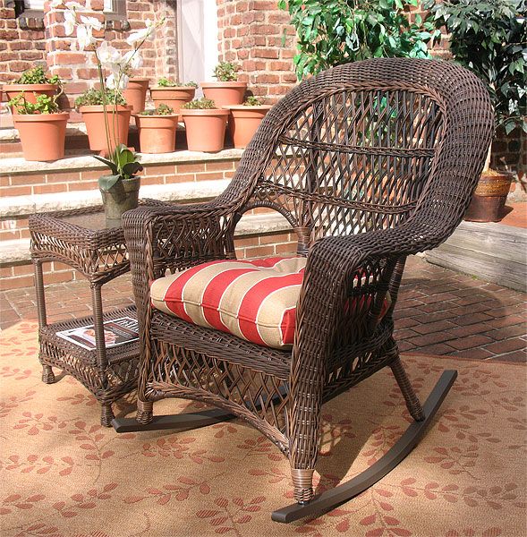 ロッキングチェア ウィッカー ブラウン Madrid Resin Wicker Rocking Chairs, Rustic Brown