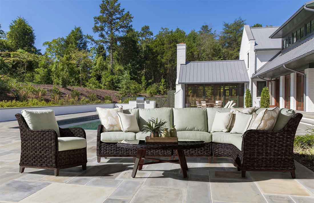 All Weather Resin Wicker Modular Sectionals Canyon Lake Dark Brown Outdoor Furniture Outdoor Resin Wicker Furniture, Brown Resin Wicker Outdoor Furniture