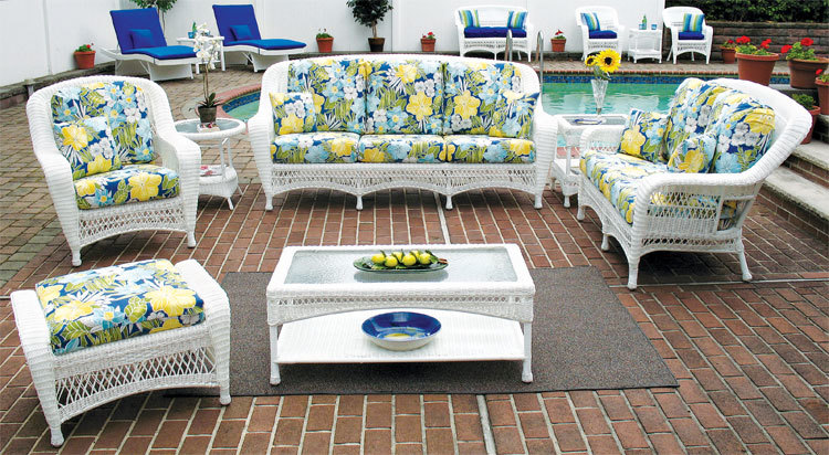 Wicker Patio Furniture Sets And Chairs White Aluminum Framed Resin Palm Springs Collection