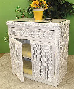 White 2 Door Wicker ALL Purpose Cabinet