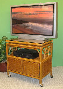 Caramel Venetian Swivel Wicker TV Stand